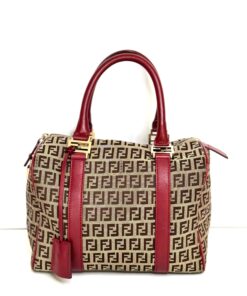 Borsa Fendi Forever Bauletto in tessuto FF beige/marrone/bordeaux