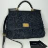 Borsa a mano Dolce e Gabbana Sicily rafia nera
