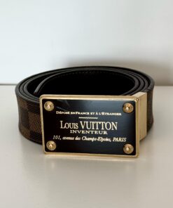 Cintura Louis Vuitton Inventeur Damier Ébène e marrone double face