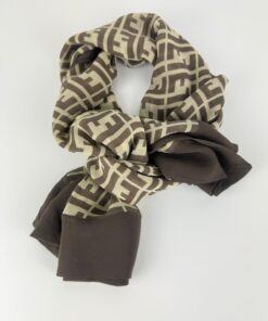 Foulard Fendi FF in seta Marrone e Beige