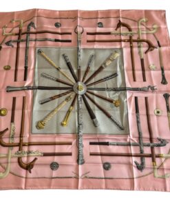 Hermès Foulard Cannes et Pommeaux F. De La Perriere in Seta Rosa
