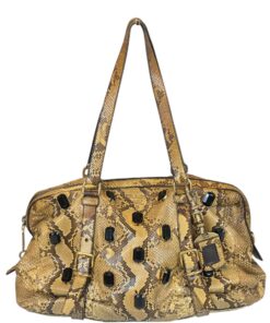 Borsa Prada a Spalla Pitone con Pietre Nere