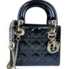Borsa Mini Lady Dior in Pelle Verniciata Cannage Nera
