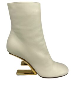 Stivaletti Fendi First in Pelle Bianca Liscia