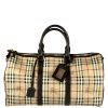 Borsone da viaggio Burberry Haymarket Check in Tela e Pelle