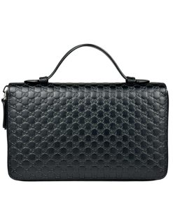 Pochette a Mano Gucci Micro Guccissima in Pelle GG Nera