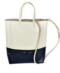 Borsa Céline Tote Bag Vertical Cabas in Pelle Bianca e Nera