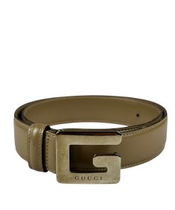 Cintura Gucci in Pelle Marrone Fibbia G Color Oro