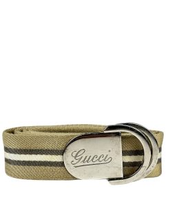 Cintura Gucci in Tessuto Beige e Verde