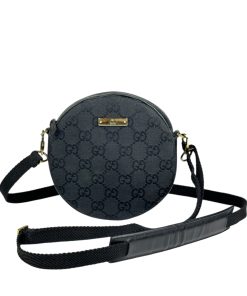 Borsa a Tracolla Gucci Tonda In Tela Supreme GG e Pelle Nera