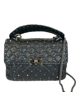 Borsa Valentino Garavani Rockstud in Pelle Nera e Borchie