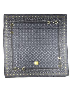 Foulard Louis Vuitton Monogram Grigio e Oro in Seta