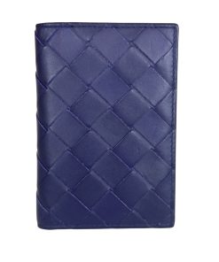 Portacarte Bottega Veneta Bifold in Pelle Intrecciata Bicolore Viola e Lime