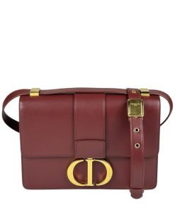 Borsa Dior Montaigne 30 in Pelle Liscia Bordeaux