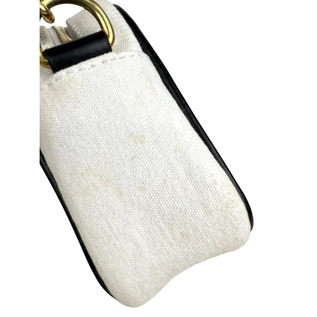 Borsa a Tracolla Balmain in Cotone Bianco e Pelle Nera - immagine 5