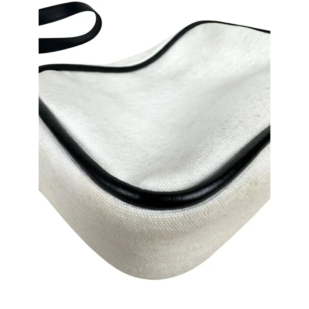 Borsa a Tracolla Balmain in Cotone Bianco e Pelle Nera - immagine 3