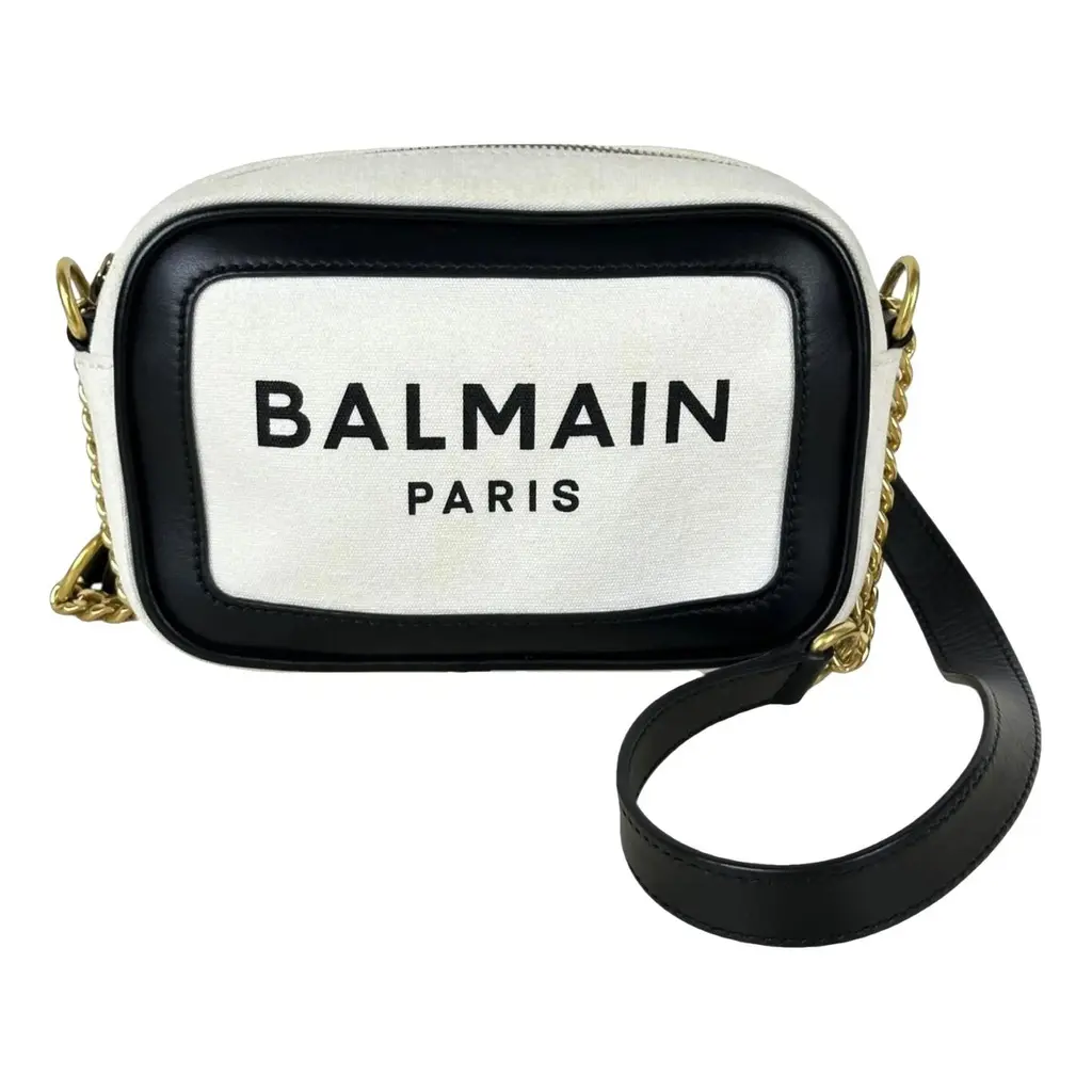 Borsa a Tracolla Balmain in Cotone Bianco e Pelle Nera - immagine 14