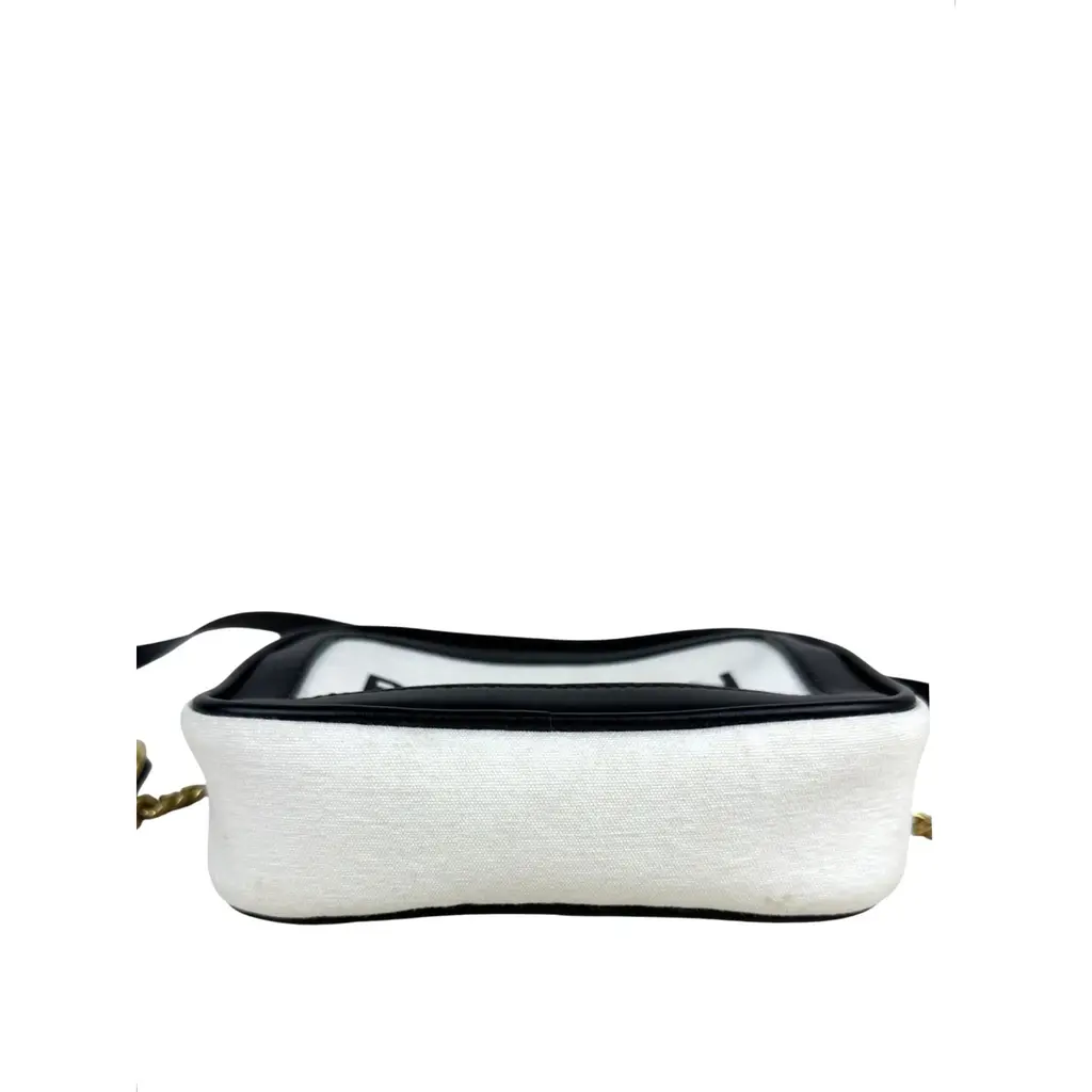 Borsa a Tracolla Balmain in Cotone Bianco e Pelle Nera - immagine 12
