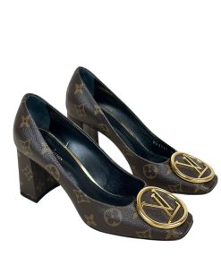 Scarpe Décolleté Louis Vuitton in Tela Monogram Logo LV Oro