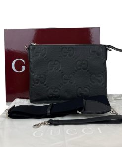 Alternative view of Borsa A Tracolla Gucci Jumbo GG In Pelle Martellata Nera Misura Media