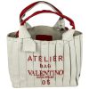 Borsa Valentino Garavani Tote Atelier Bag 05 in Tessuto Bianca e Rossa