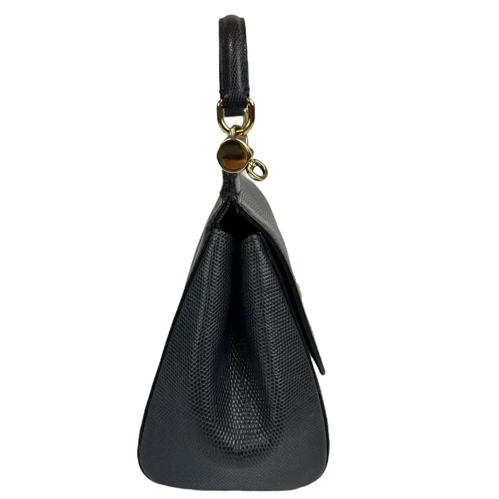 Borsa Dolce e Gabbana Sicily in Pelle Effetto Serpente Grigio/Blu Scuro - immagine 5