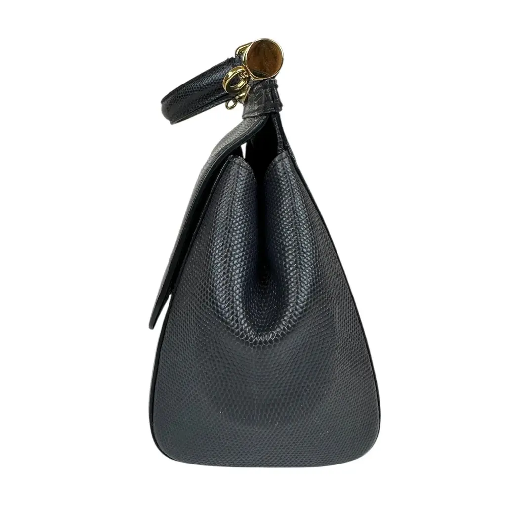 Borsa Dolce e Gabbana Sicily in Pelle Effetto Serpente Grigio/Blu Scuro - immagine 4