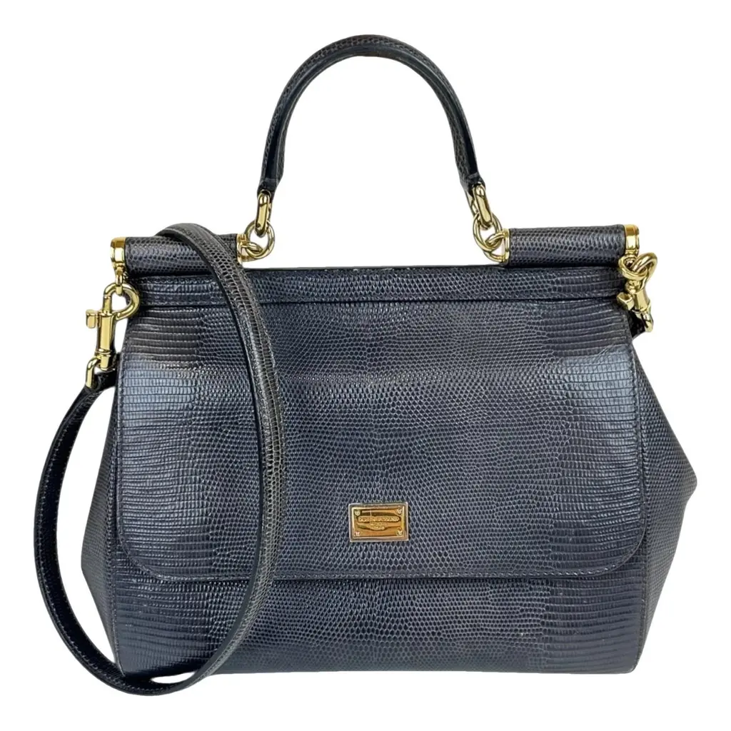 Borsa Dolce e Gabbana Sicily in Pelle Effetto Serpente Grigio/Blu Scuro