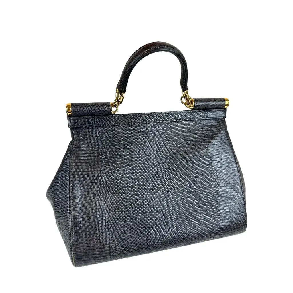 Borsa Dolce e Gabbana Sicily in Pelle Effetto Serpente Grigio/Blu Scuro - immagine 13