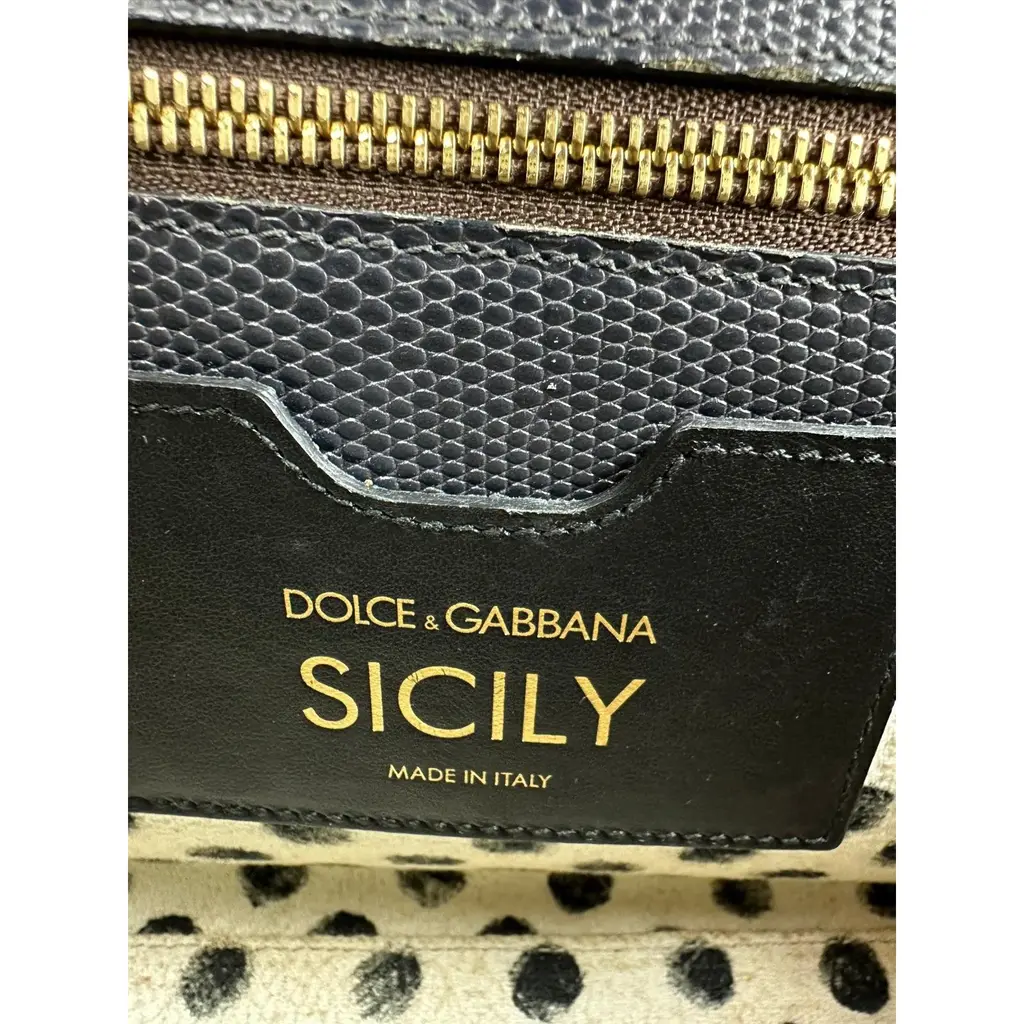 Borsa Dolce e Gabbana Sicily in Pelle Effetto Serpente Grigio/Blu Scuro - immagine 9