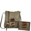 Set Borsa + Portafoglio Fendi Zucchino Vintage in Tela e Pelle Marrone