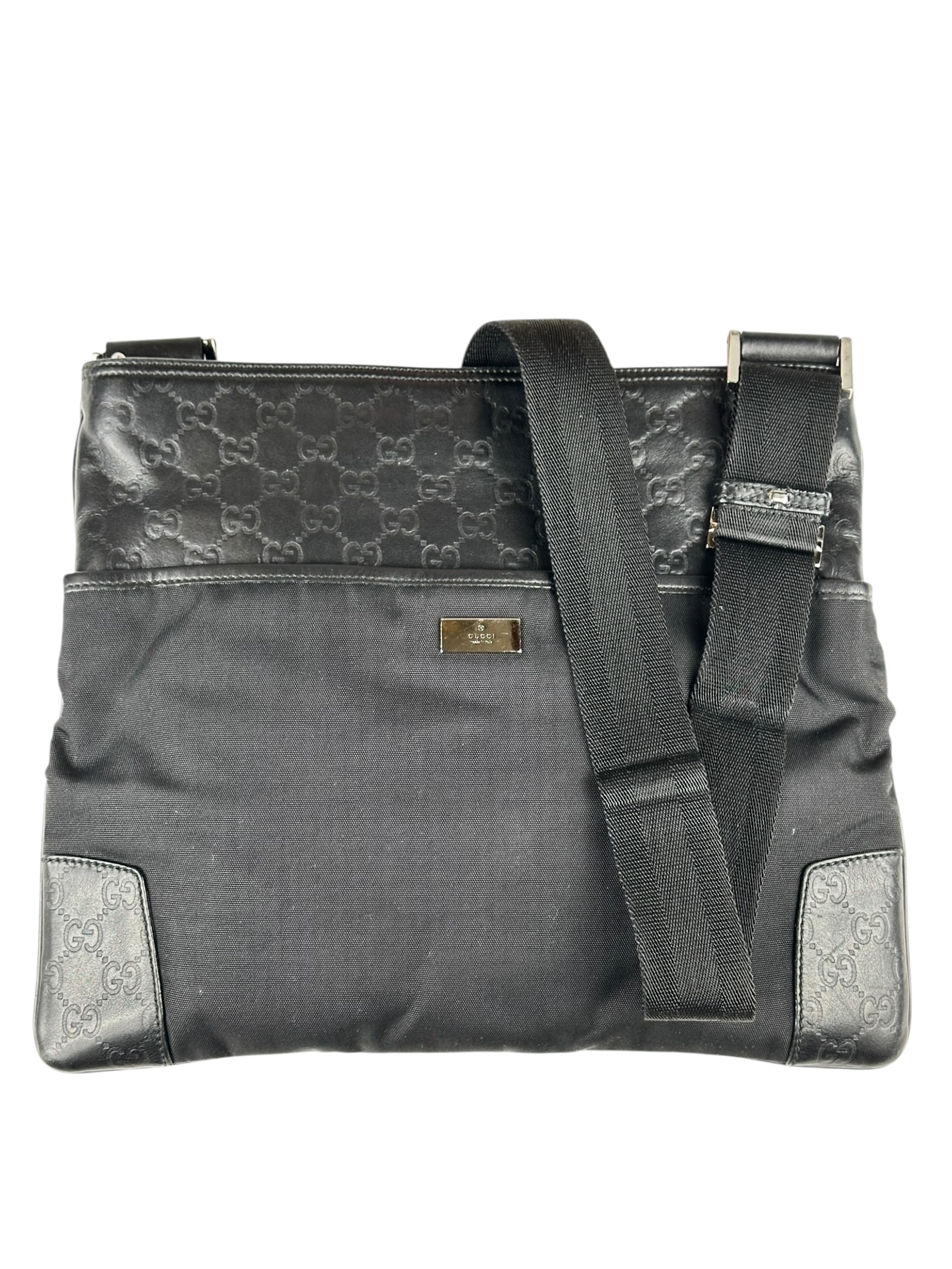 Borsa a Tracolla Gucci in Tessuto e Pelle GG Nera