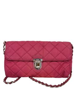 Borsa Prada a Tracolla in Nylon Fucsia con Catena Argento