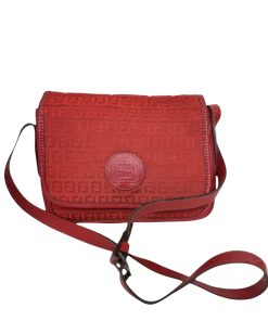 Borsa Fendi a Tracolla in Tessuto FF Rossa
