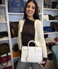 Alternative view of Borsa Saint Laurent Sac De Jour Baby in Pelle Martellata Bianca