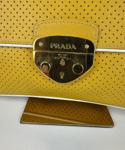 Alternative view of Borsa Prada in Pelle Traforata Gialla
