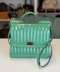 Borsa Sicily Dolce & Gabbana in Pelle Verniciata Verde