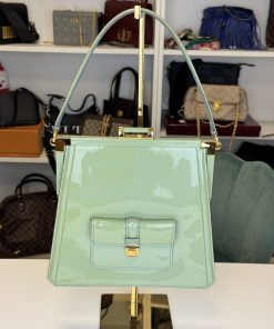 Borsa Miu Miu in Pelle Verniciata Verde Menta