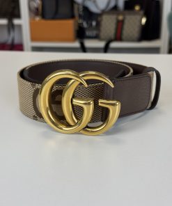 Alternative view of Cintura Gucci Marmont GG Cotone e Pelle Marrone e Beige