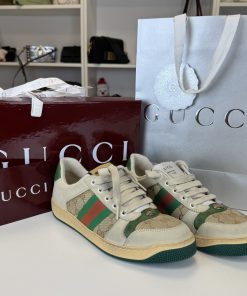 Sneakers Screener Gucci in Tela Camoscio e Pelle Donna