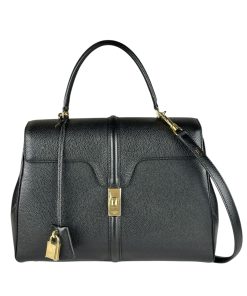 Borsa Celine 16 Classique in Pelle di Vitello Martellata Nera
