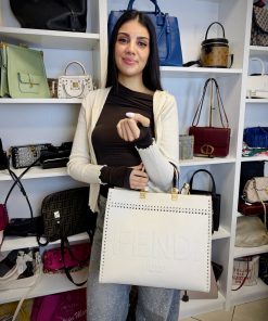 Alternative view of Borsa Fendi Shopper Sunshine Medium in Pelle Bianca