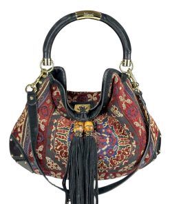 Borsa Gucci Indy Bag Bamboo Hobo in Tessuto Multicolore