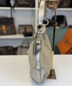 Alternative view of Borsa Prada in Tela Beige e Pelle Argentata