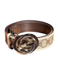 Cintura Gucci Fibbia GG Beige e Panna