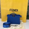 Fendi Peekaboo ISeeU Petite in Pelle Martellata Blu Elettrico