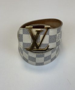 Cintura Louis Vuitton Initiales in tela Damier Azur