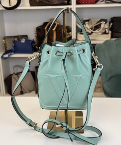 Borsa Secchiello Valentino Garavani VLogo Pelle Teal