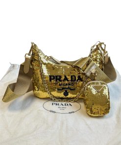 Alternative view of Borsa Prada Re-Edition 2005 in Paillettes Dorate