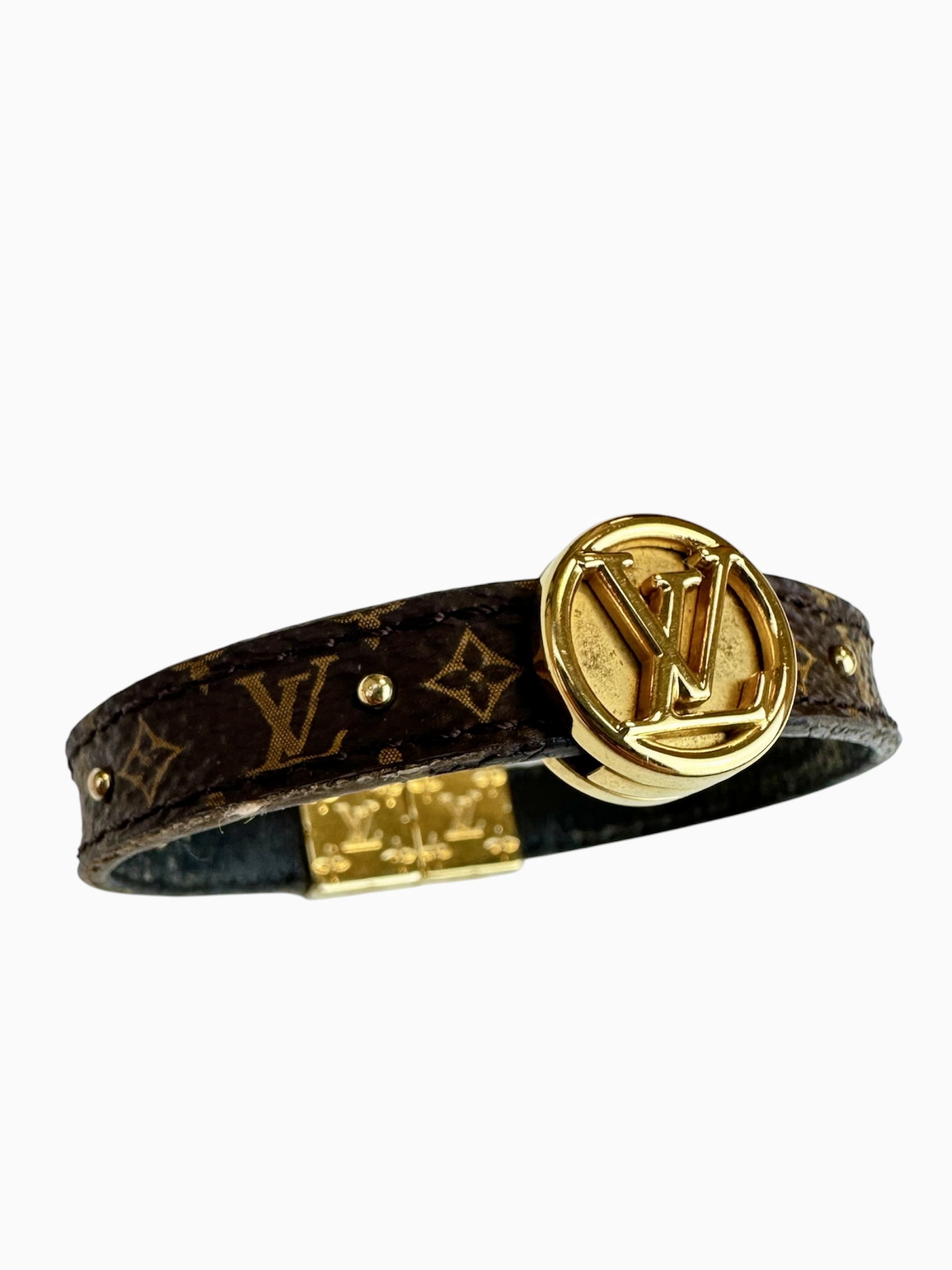 Bracciale Louis Vuitton LV Circle in Tela Monogram e Pelle - immagine 3